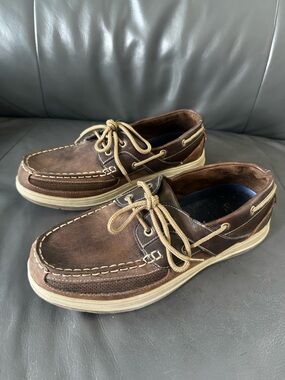 croft & barrow Brown Leather and Tan Lace Boat Shoes